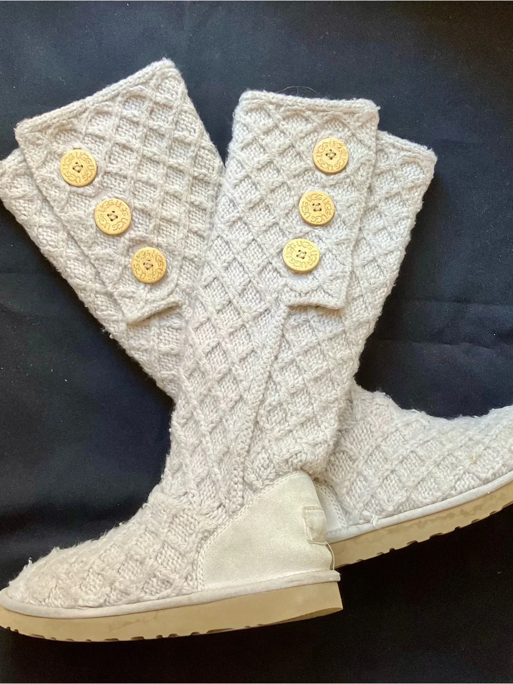 Ugg Boots Woman S-10 Cardy Lattice knit Tan Oatmeal